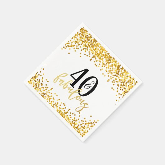 Goud 40 en Fabulous 40e verjaardag Party servetten (Hoek)