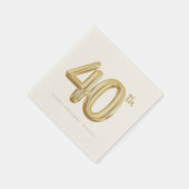 Goud 40e verjaardag ballonfeest servet (Hoek)