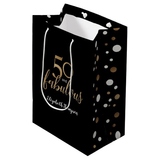 Goud 50 en geweldige verjaardagsgeschenk medium cadeauzakje (Voorkant Gekanteld)