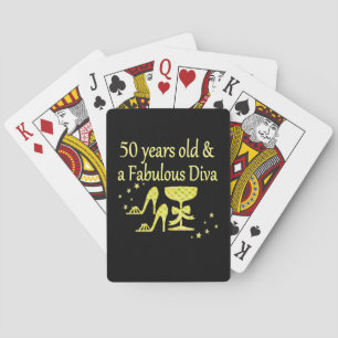 GOUD 50 JAAR OUD EN EEN FANTASTISCHE DIVA VERJAARD SPEELKAARTEN