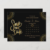 Goud 50e Jubileum Bruiloft De Datumkalender Aankondigingskaart (Voorkant / Achterkant)