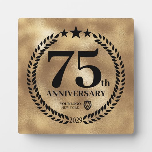 Goud 75e Jubileum Business Logo Herdenking Fotoplaat (Voorkant)