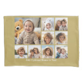 Goud 9 Photo Square Collage - met witte tekst Kussensloop (Voorkant)