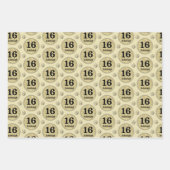 Goud Aangepaste Naam Leeftijd 16 Verjaardag Inpakpapier Vel (Voorkant)
