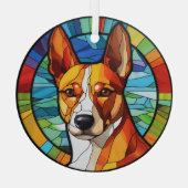 Goud Abstract Basenji Hondenvlekken Glas Ornament (Achterkant)