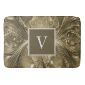 Goud Abstract Bloei Monogram Badmat (Voorkant)