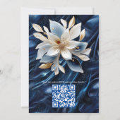 Goud abstract bloemetjes op Simmery Blue Silk Kaart (Achterkant)