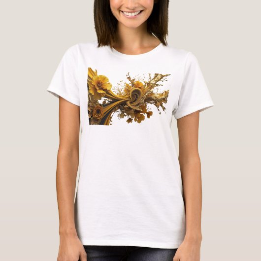 Goud ABSTRACT KUNST Statement T-shirt (Voorkant)