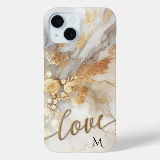 Goud Abstract Liefde Script Telefoon Case (Achterkant)