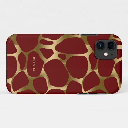 Goud abstract luipaard patroon op rood Case-Mate iPhone case (Achterkant (horizontaal))