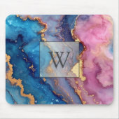 Goud Abstract Modern Monogram Initiaal Muismat (Voorkant)