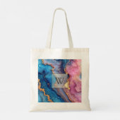Goud Abstract Modern Monogram Initiaal Tote Bag (Achterkant)