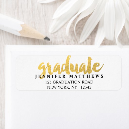 Goud Afstuderen | Afstuderen Adreslabel Etiket (Insitu)