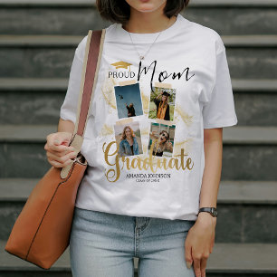 Goud Afstuderen Fotocollage Trots Mom Afstuderen T-shirt