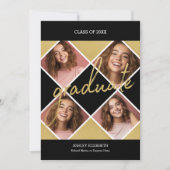 Goud Afstuderen Modern Afstuderen Fotoaankondiging Kaart (Voorkant)