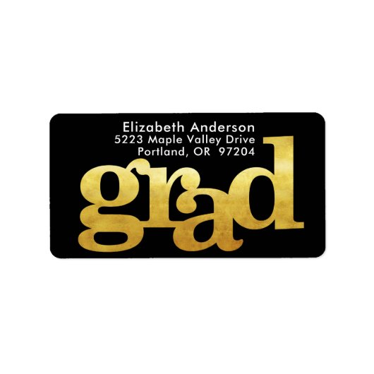 Goud afstuderen modern, eenvoudig typografisch adr etiket (Voorkant)