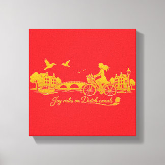 Goud Amsterdam Gebogen Bruggen Charme Canvas Afdruk