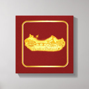 Goud Amsterdam Gebogen Bruggen Charme Canvas Afdruk