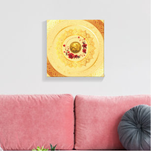 Goud Amsterdam Gebogen BrugUitgerekte Canvasprint Canvas Afdruk
