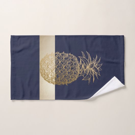 Goud anananas, Stripe-gepersonaliseerd Bad Handdoek (Handdoek)