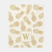 Goud ananas op ivoorMonogram Fleece Deken (Voorkant)