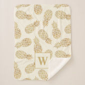 Goud ananas op ivoorMonogram Sherpa Deken (Voorkant)