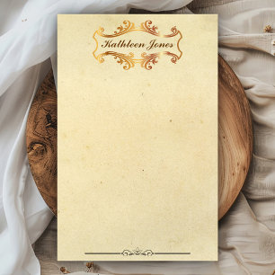Goud Antiek Oud Aangepaste Naam Antiek Papier