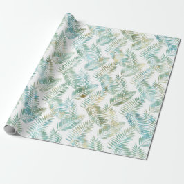 Goud Aqua Groen Tropisch blad Cadeaupapier