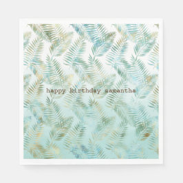 Goud Aqua Groen Tropisch blad Servet