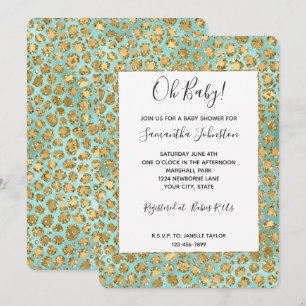 Goud Aqua Mint Glitz Glitter Luipaard Kaart