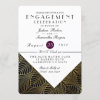 Goud Art Deco 1920's | Verlovingsfeest Uitnodigen