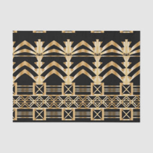 Goud, art deco, nouveau, zwart, , patroon, chic tissuepapier