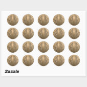 goud, art nouveau, art deco, , chic, elegant ronde sticker (Vel)