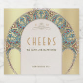 Goud  Art Nouveau Mucha Mousserende Wijnlabel Sparkling Wijnetiket (Enkel label)