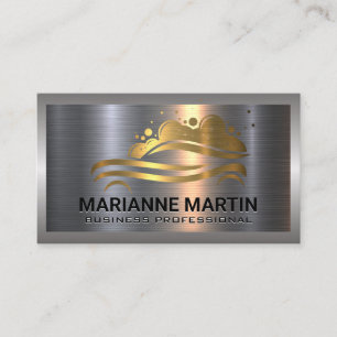 Goud Autowas Logo Geborsteld Aluminium Metaal Visitekaartje