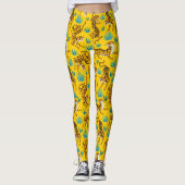Goud Aziatisch Tijger Patroon Leggings (Voorkant)