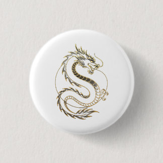 Goud Azië Draak Ronde Button 3,2 Cm