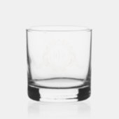 Goud Barok Crest Monogram Bruiloft Whisky Glas (Achterkant)