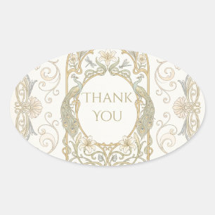 Goud Barok Dank Je Ovale Sticker