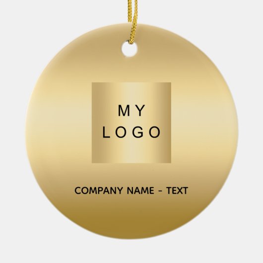 Goud bedrijf logo Christmas Keramisch Ornament (Voorkant)