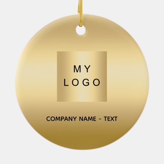 Goud bedrijf logo Christmas Keramisch Ornament (Achterkant)