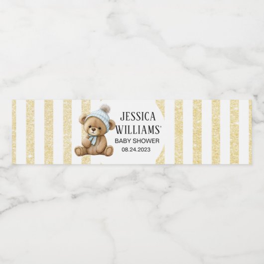 Goud beer met etiketten met ballonflesjes van baby (Enkel label)