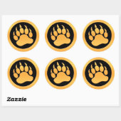 Goud Beer Paw Ronde Sticker (Vel)
