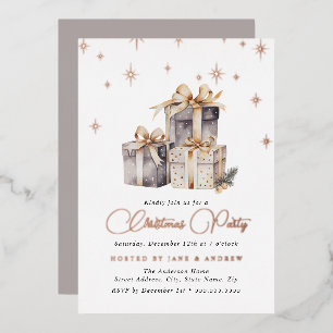 Goud Beige Grijs Festive Cadeaus Kerstmis Folie Uitnodiging