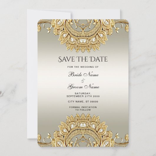 Goud Bewaar de datum Save The Date (Voorkant)