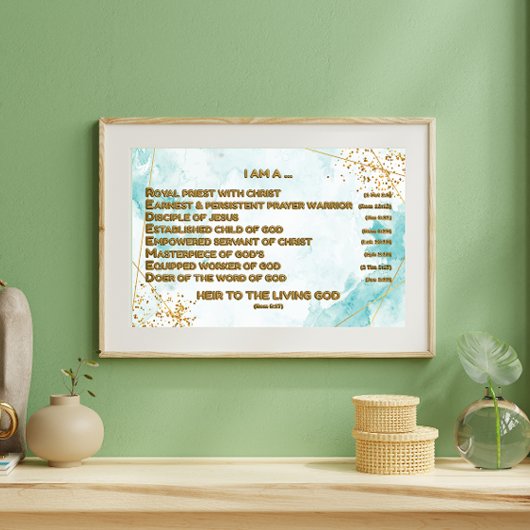 Goud Bijbelse Bevestigingen Acrostiek w_Schrift 3 Foto Afdruk