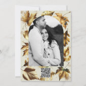 Goud Bladeren Amandelbeige Crème Zwart Fall Weddin Kaart (Achterkant)