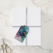 Goud Blauw Aqua Paars Bloem Bruiloft Feest Cadeaulabel (Met Touw)