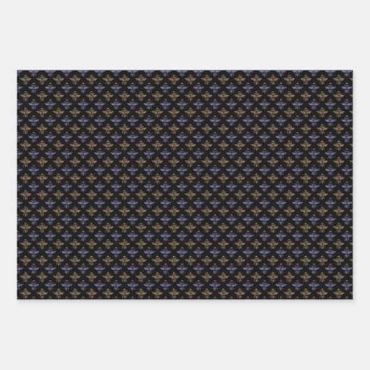 Goud Blauw en Goud Apiary Queen Bee Inpakpapier Vel (Voorkant 3)