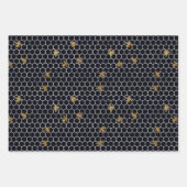 Goud Blauw en Goud Apiary Queen Bee Inpakpapier Vel (Voorkant)